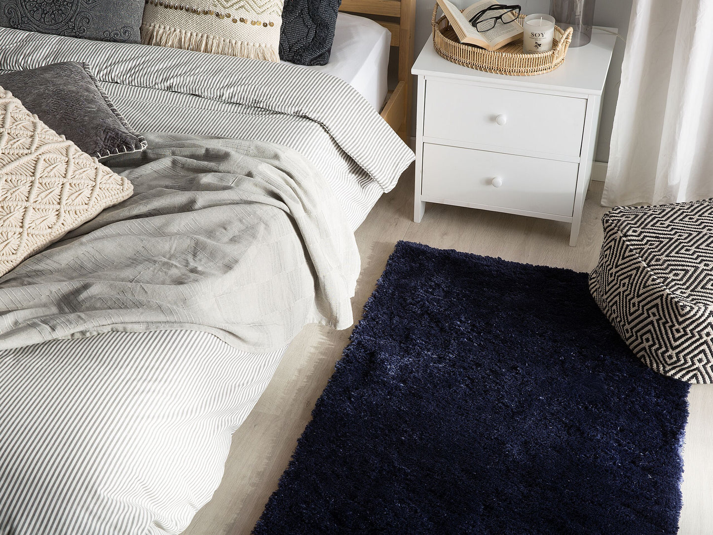 Teppich dunkelbau 80 x 150 cm Shaggy EVREN