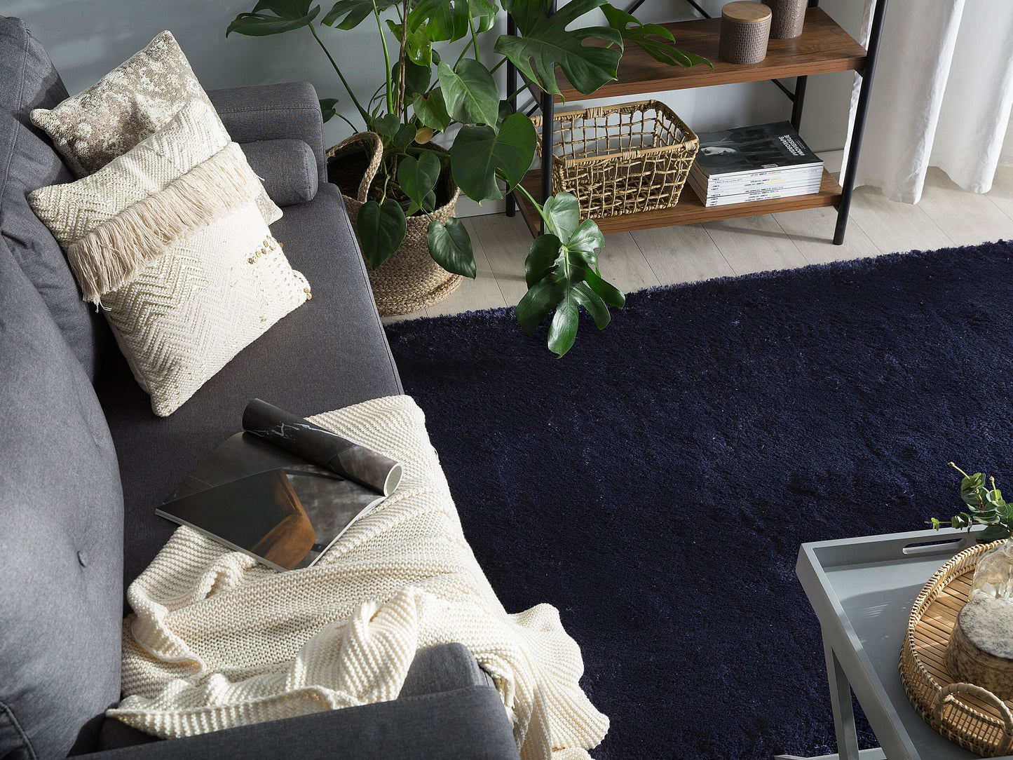 Teppich dunkelbau 160 x 230 cm Shaggy EVREN