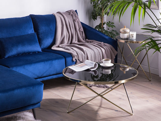 Couchtisch schwarz / gold ⌀ 80 cm MERIDIAN II