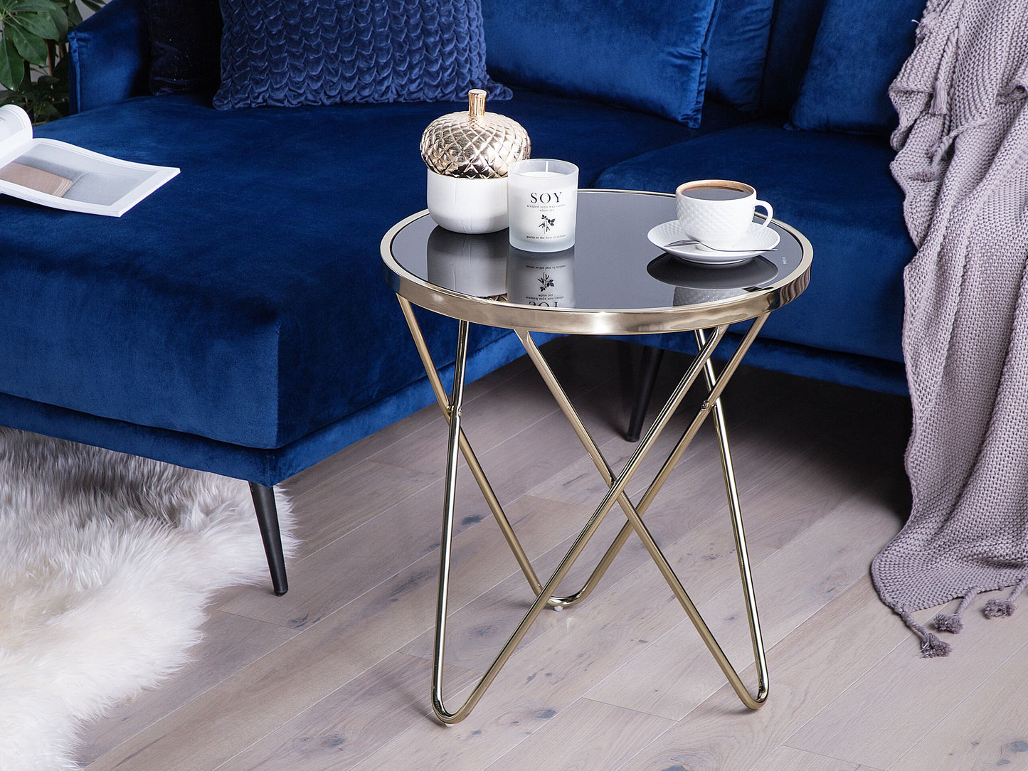 Beistelltisch schwarz / gold ⌀ 50 cm MERIDIAN II