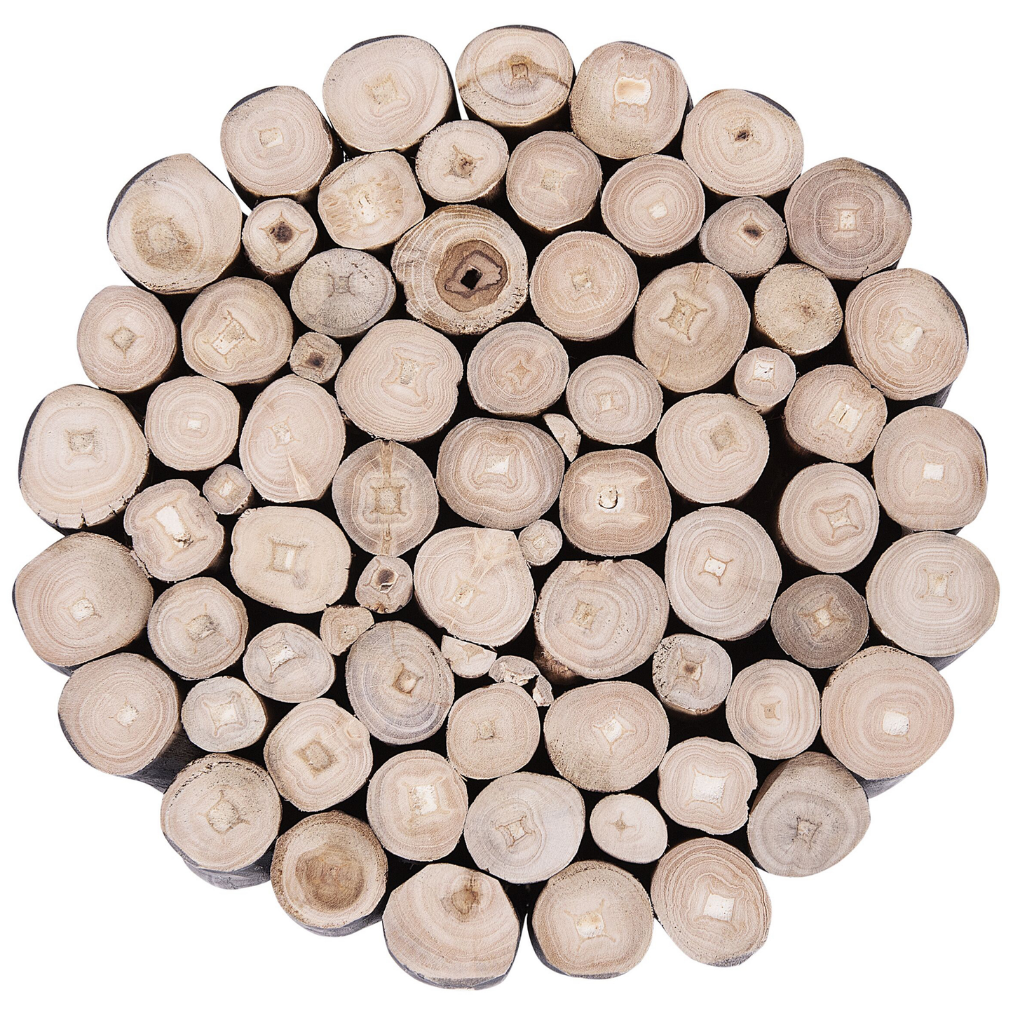 Nachttisch Teakholz schwarz / heller Holzfarbton ⌀ 30 cm ALTATA