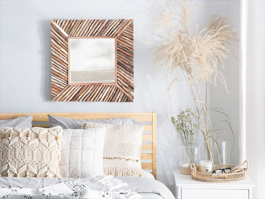 Wandspiegel KANAB 60 cm 60 cm Holz Braun