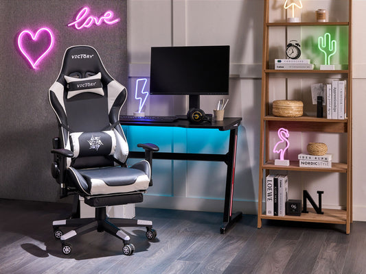 Gaming Stuhl drehbar VICTORY Kunstleder Weiss