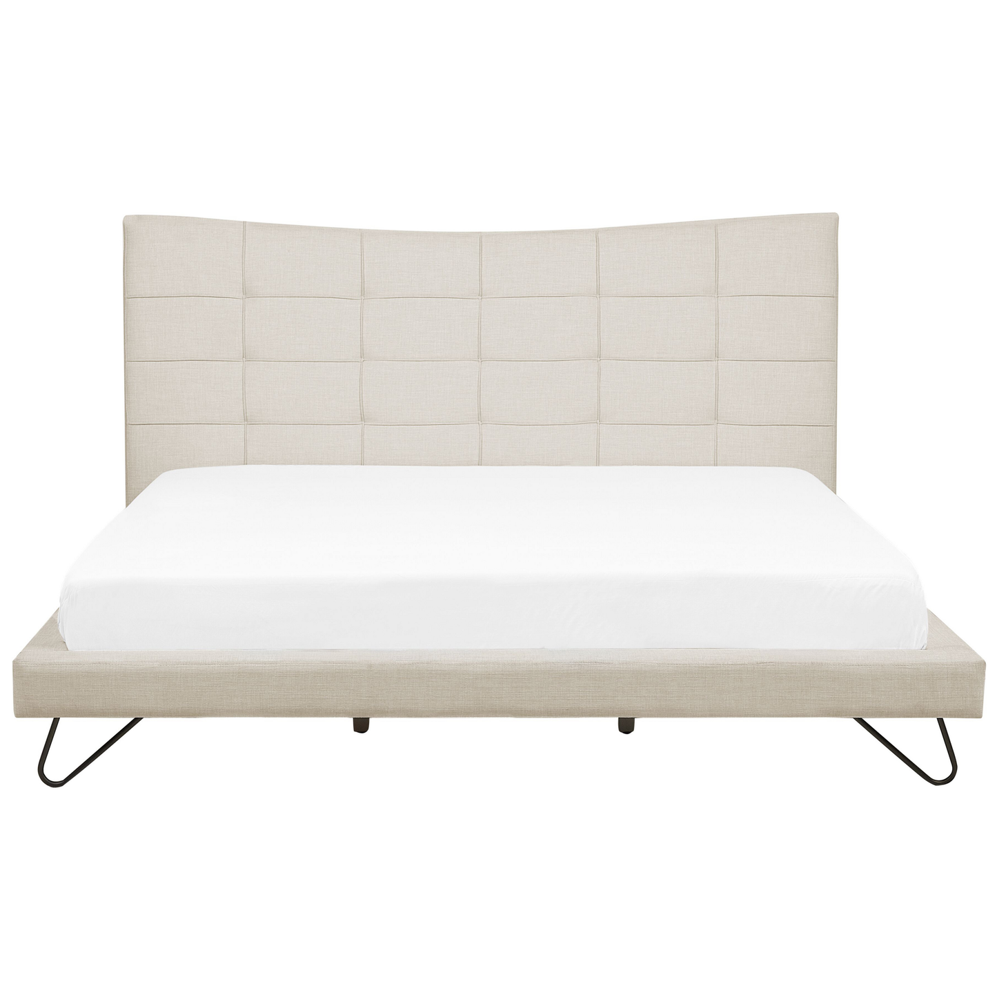 Bett mit Lattenrost Stoff LANNION 180 x 200 cm Hellbeige