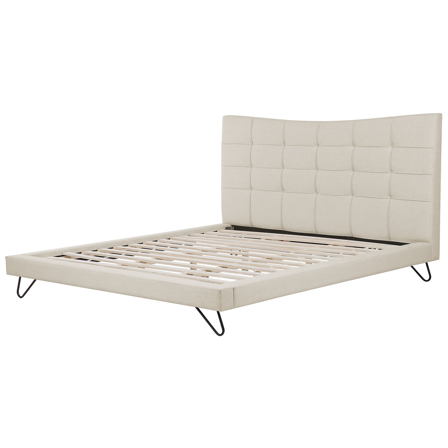 Bett mit Lattenrost Stoff LANNION 180 x 200 cm Hellbeige