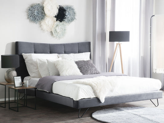Bett mit Lattenrost Samtstoff LANNION 160 x 200 cm Dunkelgrau