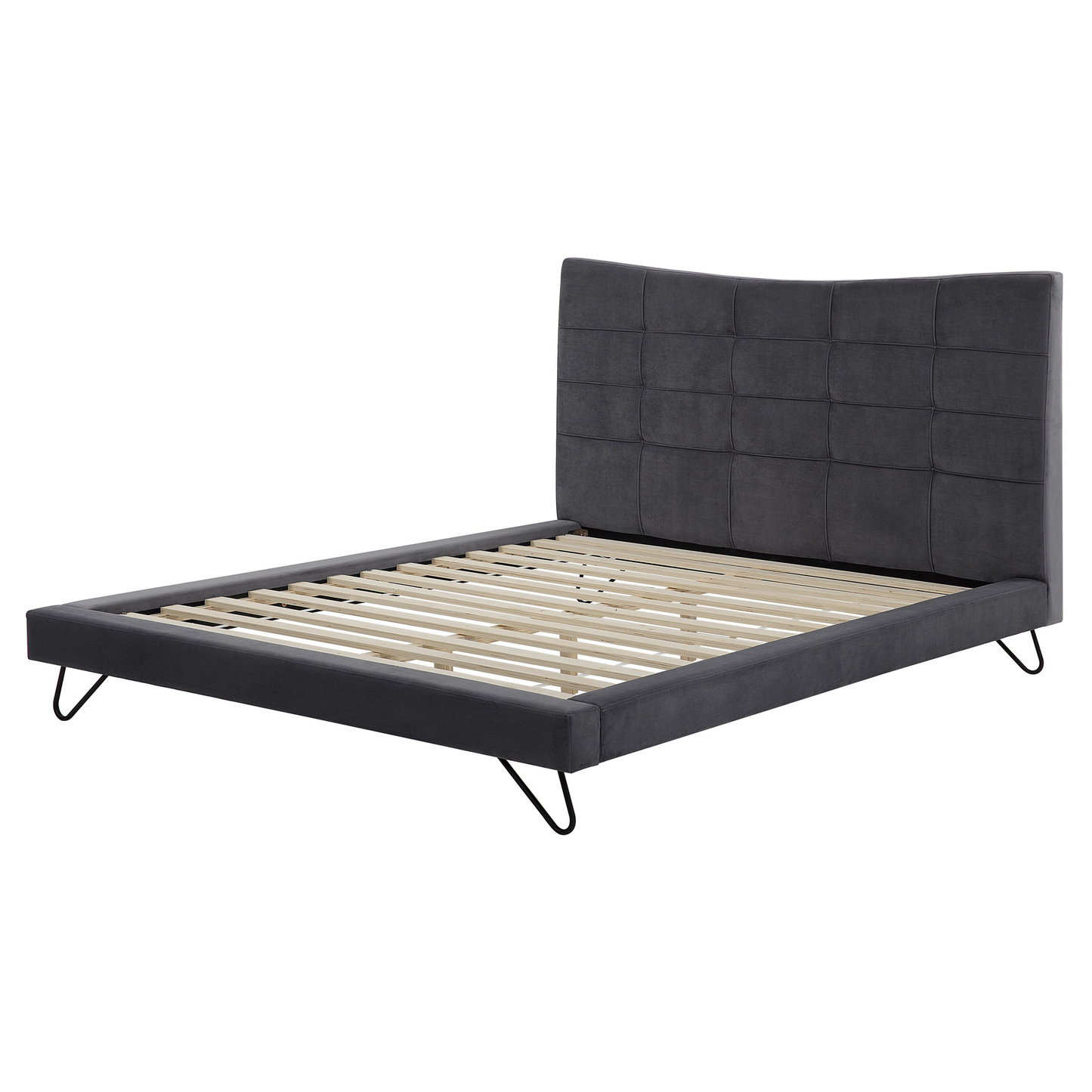 Bett mit Lattenrost Samtstoff LANNION 160 x 200 cm Dunkelgrau