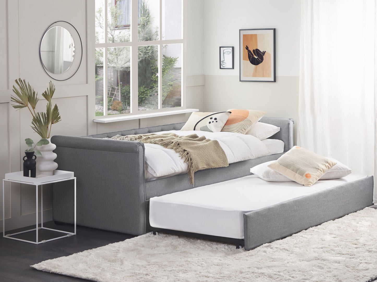 Ausziehbett Stoff LIBOURNE 90 x 200 cm Hellgrau