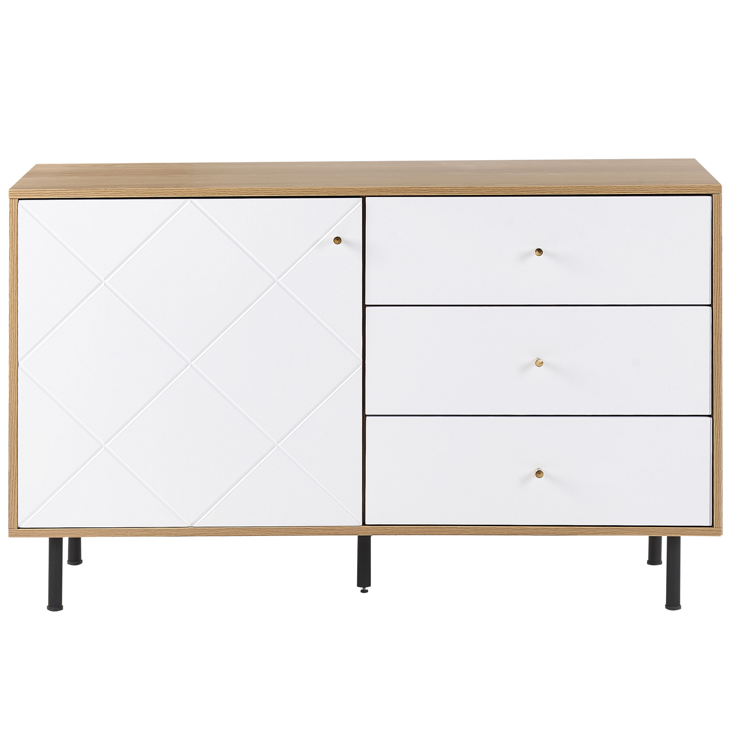 Sideboard PALMER 77 cm Holzoptik Braun / Weiss