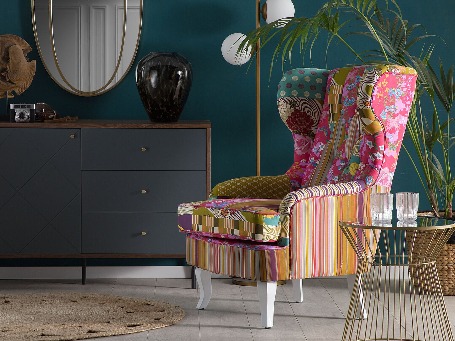 Ohrensessel MOLDE Stoff Fuchsia