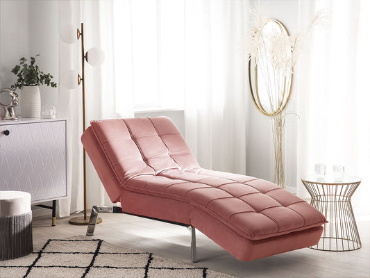 Chaiselongue Samtstoff rosa verstellbar LOIRET