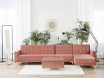 Modulsofa Samtstoff Schlaffunktion rosa linksseitig Ottomane ABERDEEN