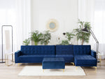 Modulsofa Samtstoff Schlaffunktion marineblau linksseitig Ottomane ABERDEEN