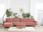 Modulsofa Samtstoff Schlaffunktion rosa rechtsseitig Ottomane ABERDEEN