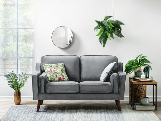 2-Sitzer Sofa Samtstoff dunkelgrau LOKKA