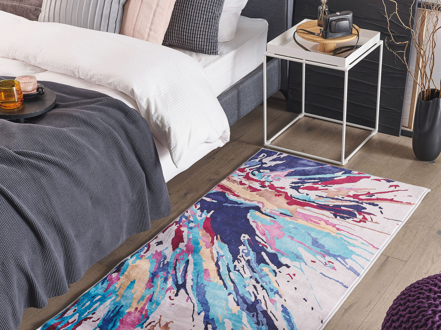 Teppich bunt 80 x 150 cm Kurzflor KARABUK