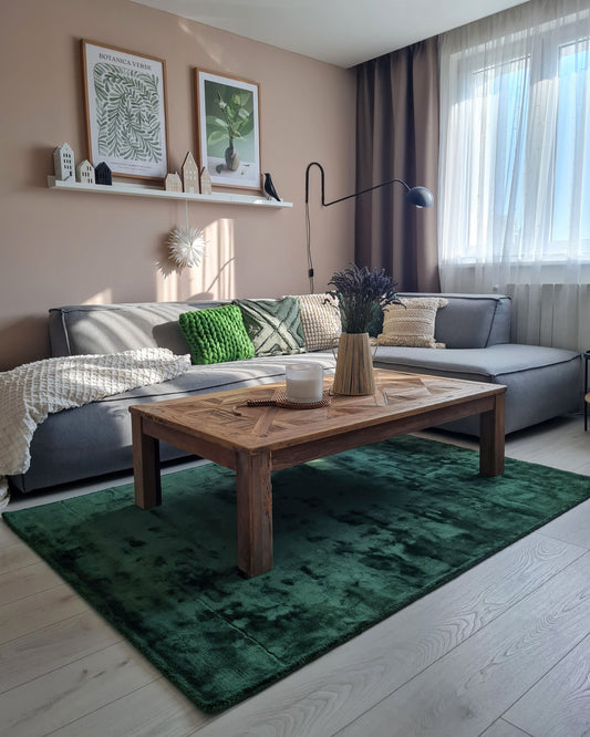 Teppich Viskose dunkelgrün 160 x 230 cm Kurzflor GESI II