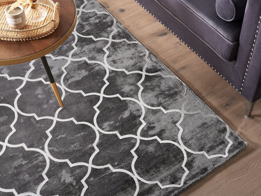 Teppich dunkelgrau / silber marokkanisches Muster 160 x 230 cm Kurzflor YELKI