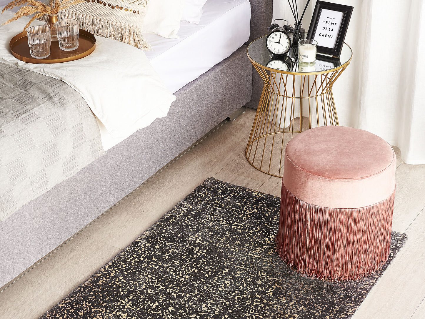 Teppich dunkelgrau-gold 80 x 150 cm abstraktes Muster Kurzflor ESEL