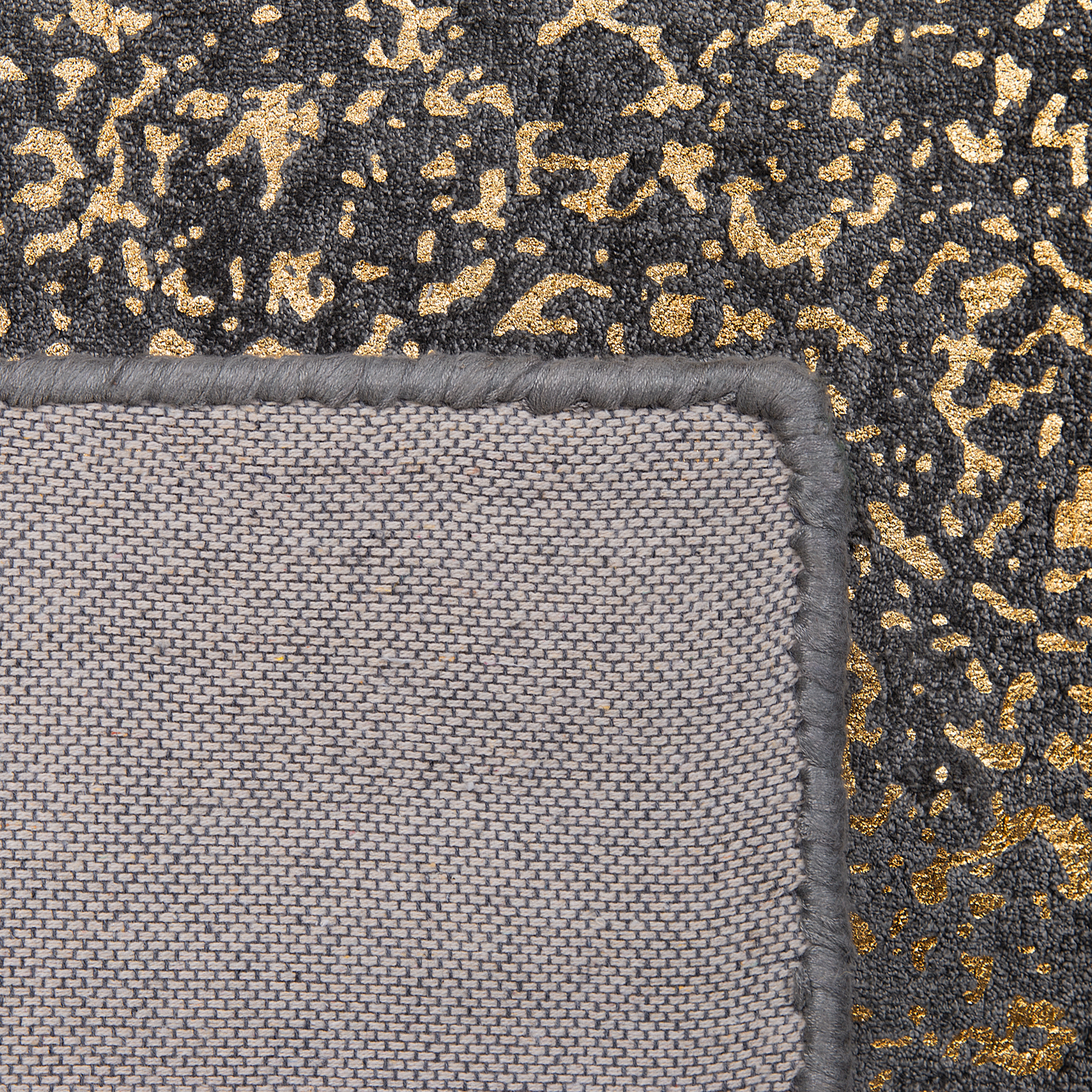 Teppich dunkelgrau-gold 80 x 150 cm abstraktes Muster Kurzflor ESEL