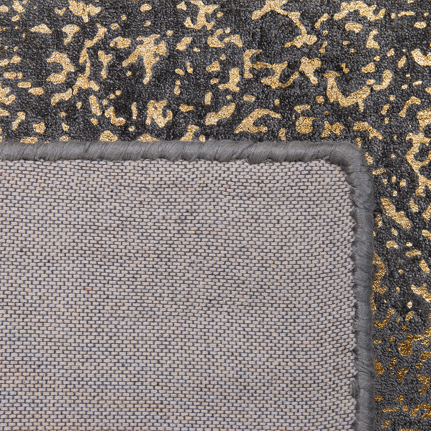 Teppich dunkelgrau-gold 140 x 200 cm abstraktes Muster Kurzflor ESEL