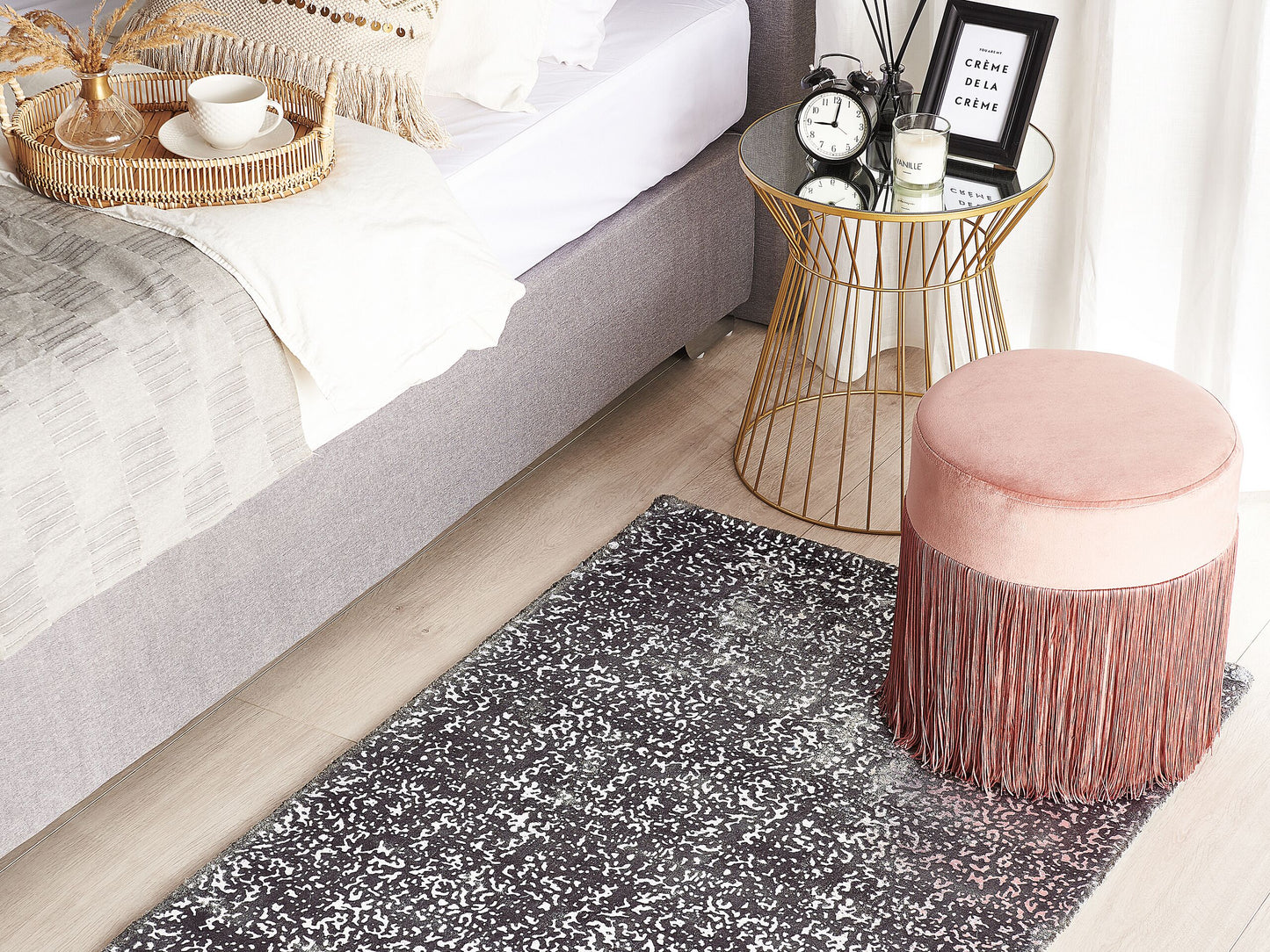 Teppich dunkelgrau-silber 80 x 150 cm abstraktes Muster Kurzflor ESEL