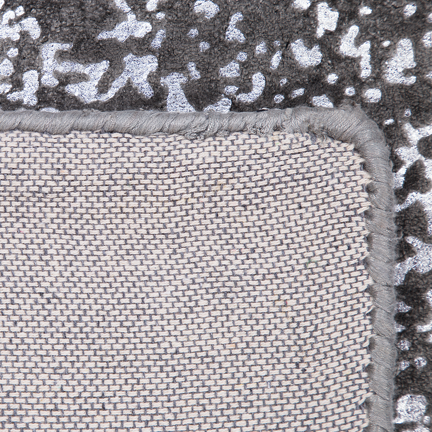 Teppich dunkelgrau-silber 80 x 150 cm abstraktes Muster Kurzflor ESEL