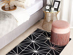 Teppich schwarz / silber 80 x 150 cm geometrisches Muster Kurzflor SIBEL