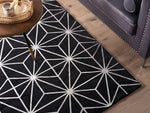 Teppich schwarz / silber 140 x 200 cm geometrisches Muster Kurzflor SIBEL