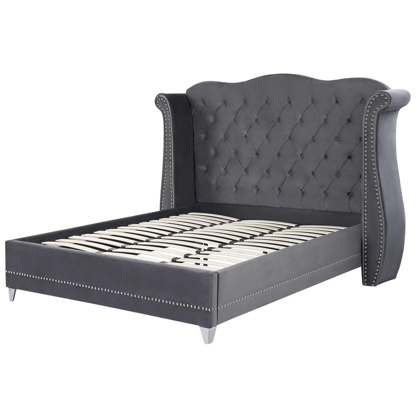 Bett mit Lattenrost Samtstoff AYETTE 180 x 200 cm Grau