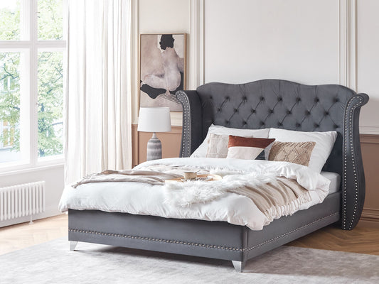 Bett mit Lattenrost Samtstoff AYETTE 180 x 200 cm Grau
