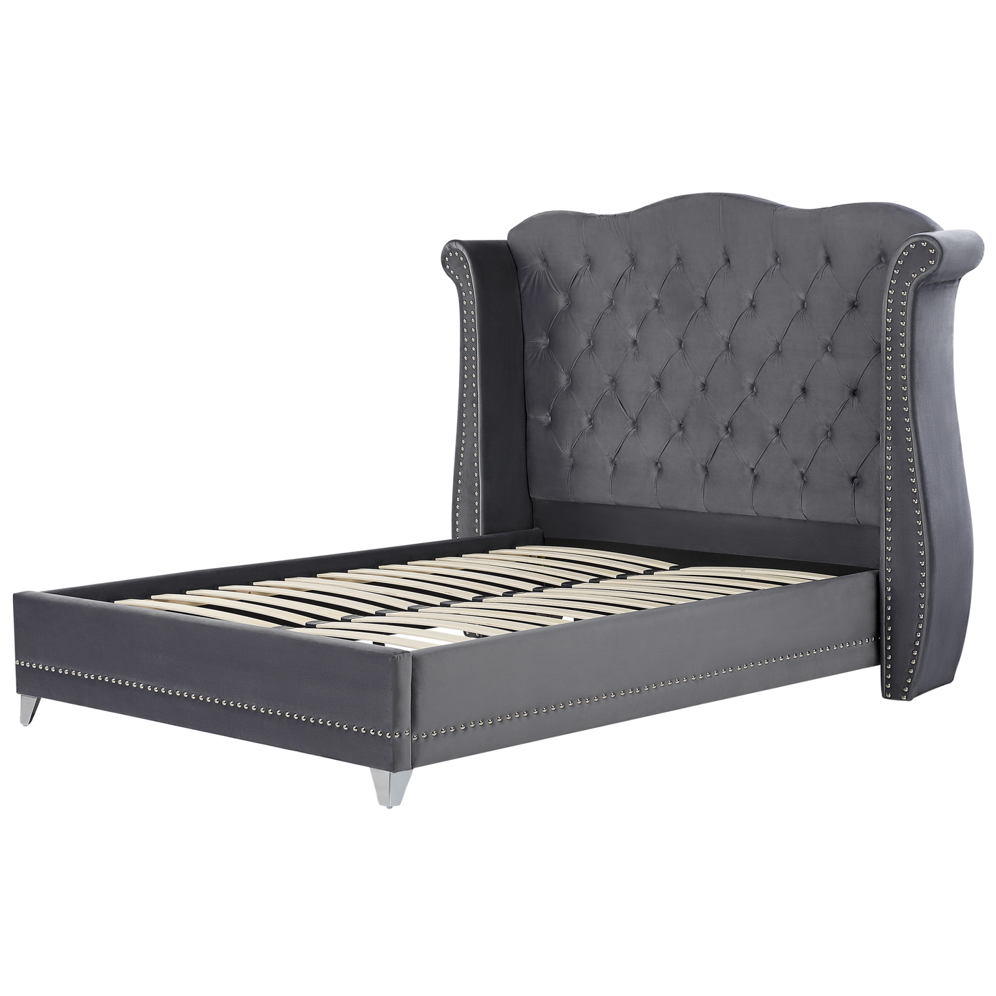 Bett mit Lattenrost Samtstoff AYETTE 160 x 200 cm Grau