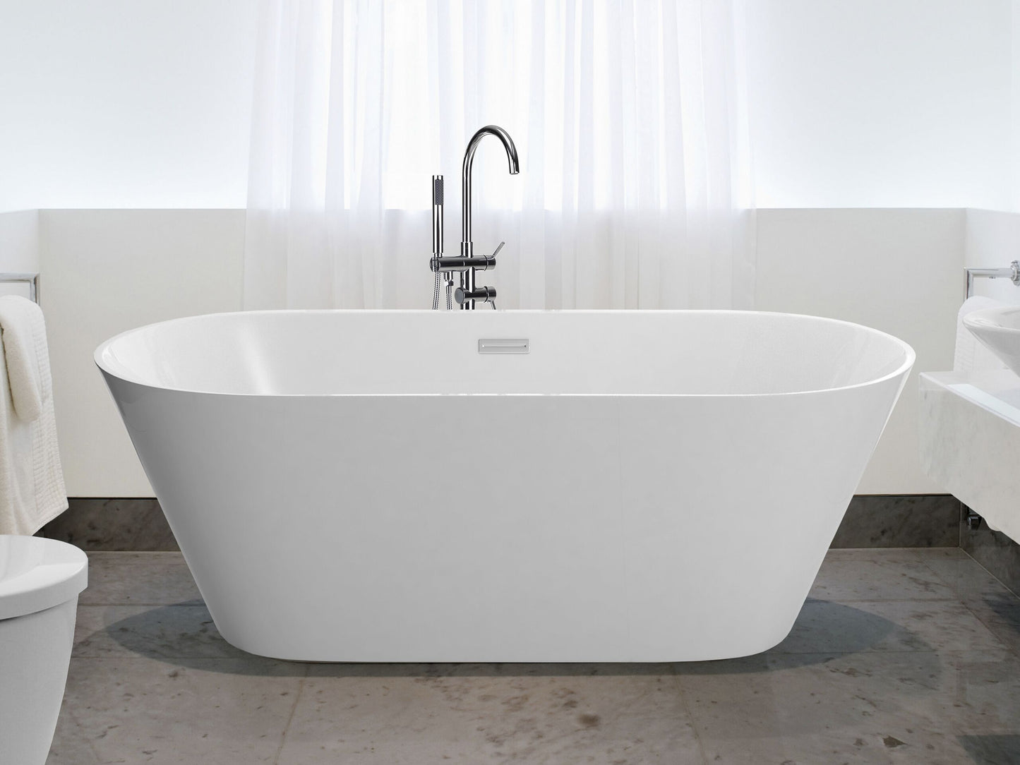 Badewanne weiss freistehend oval 160 x 80 cm HAVANA