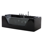 Whirlpool Badewanne schwarz LED Unterwasserbeleuchtung 153 x 70 cm SAMANA