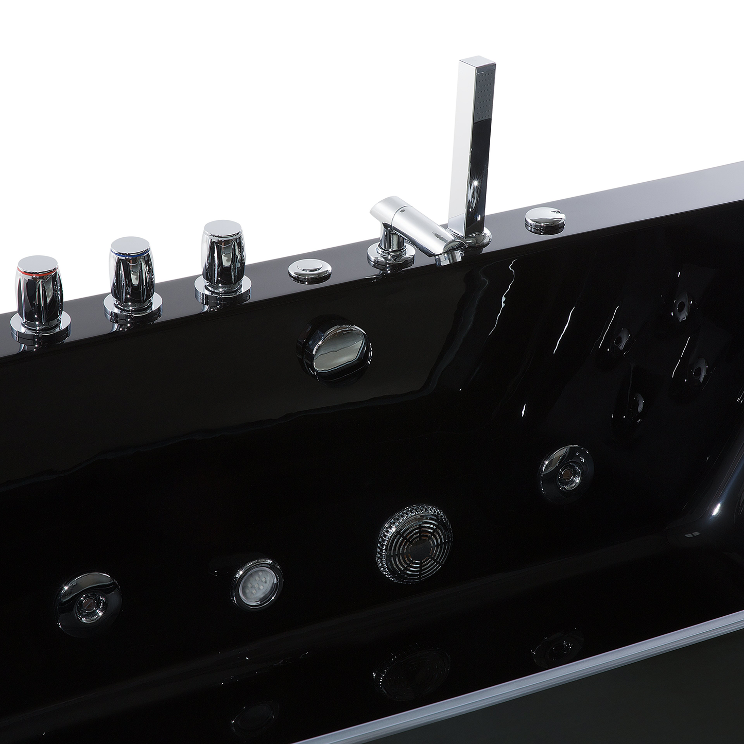 Whirlpool Badewanne schwarz LED Unterwasserbeleuchtung 153 x 70 cm SAMANA