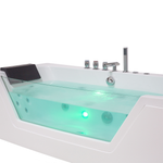 Whirlpool Badewanne weiss LED Unterwasserbeleuchtung 153 x 71 cm SAMANA