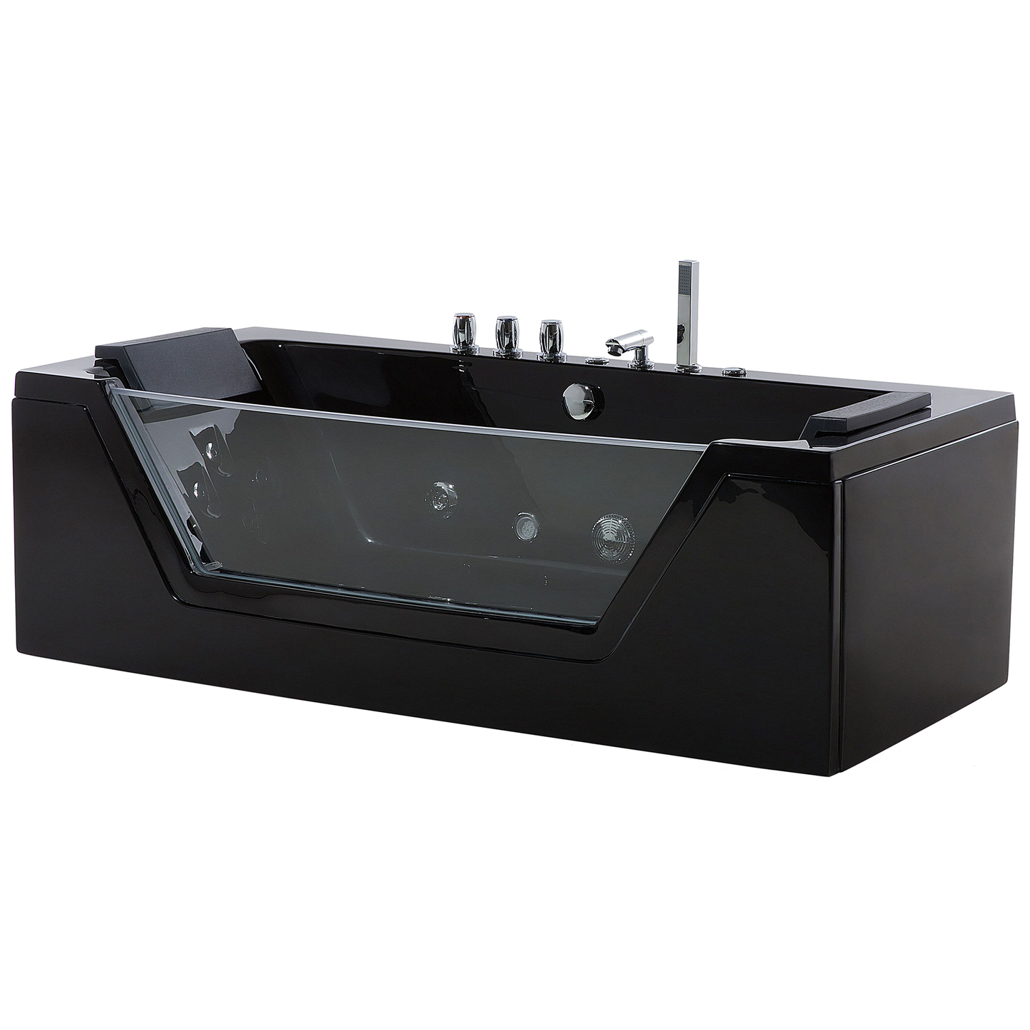 Whirlpool Badewanne schwarz LED Unterwasserbeleuchtung 162 x 76 cm SAMANA