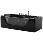 Whirlpool Badewanne schwarz LED Unterwasserbeleuchtung 162 x 76 cm SAMANA