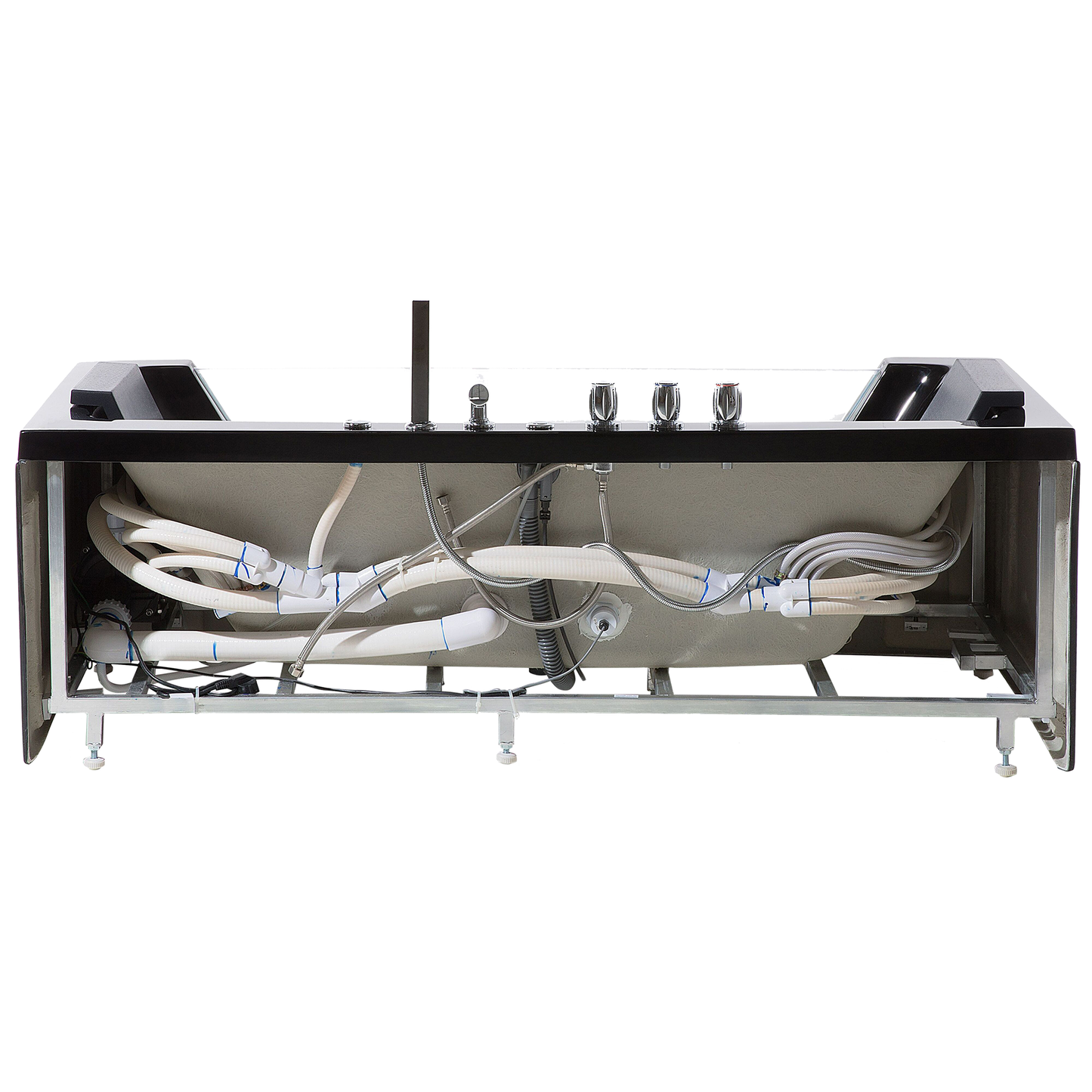 Whirlpool Badewanne schwarz LED Unterwasserbeleuchtung 162 x 76 cm SAMANA