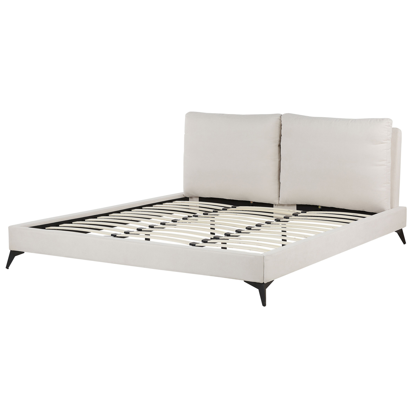 Bett mit Lattenrost Chenillegewebe MELLE 180 x 200 cm Hellbeige