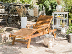 Gartenliege Akazienholz hellbraun rollbar JAVA