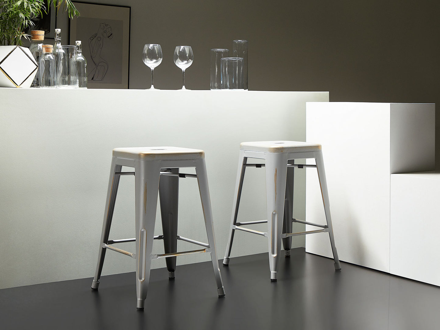 Barhocker 2er Set Metall Silber CABRILLO