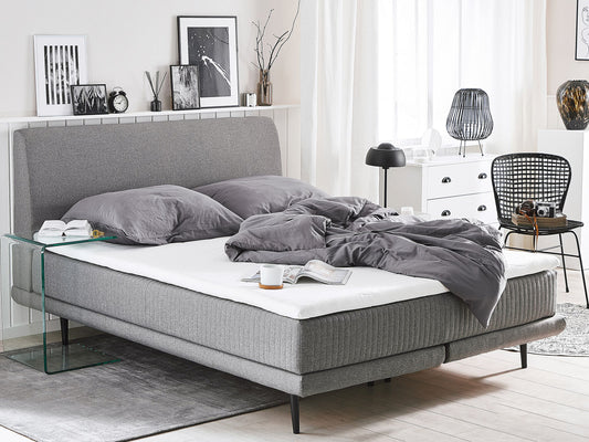 Boxspringbett Polsterbezug hellgrau 180 x 200 cm MADAME