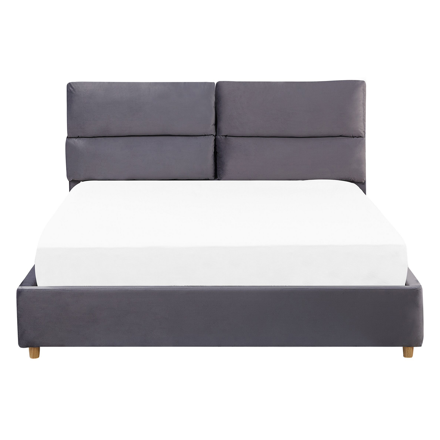 Bett mit Stauraum Samtstoff BATILLY 140 x 200 cm Grau