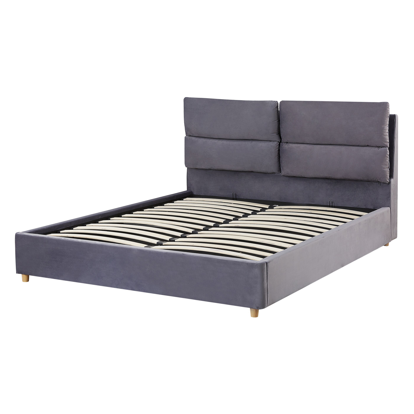 Bett mit Stauraum Samtstoff BATILLY 140 x 200 cm Grau