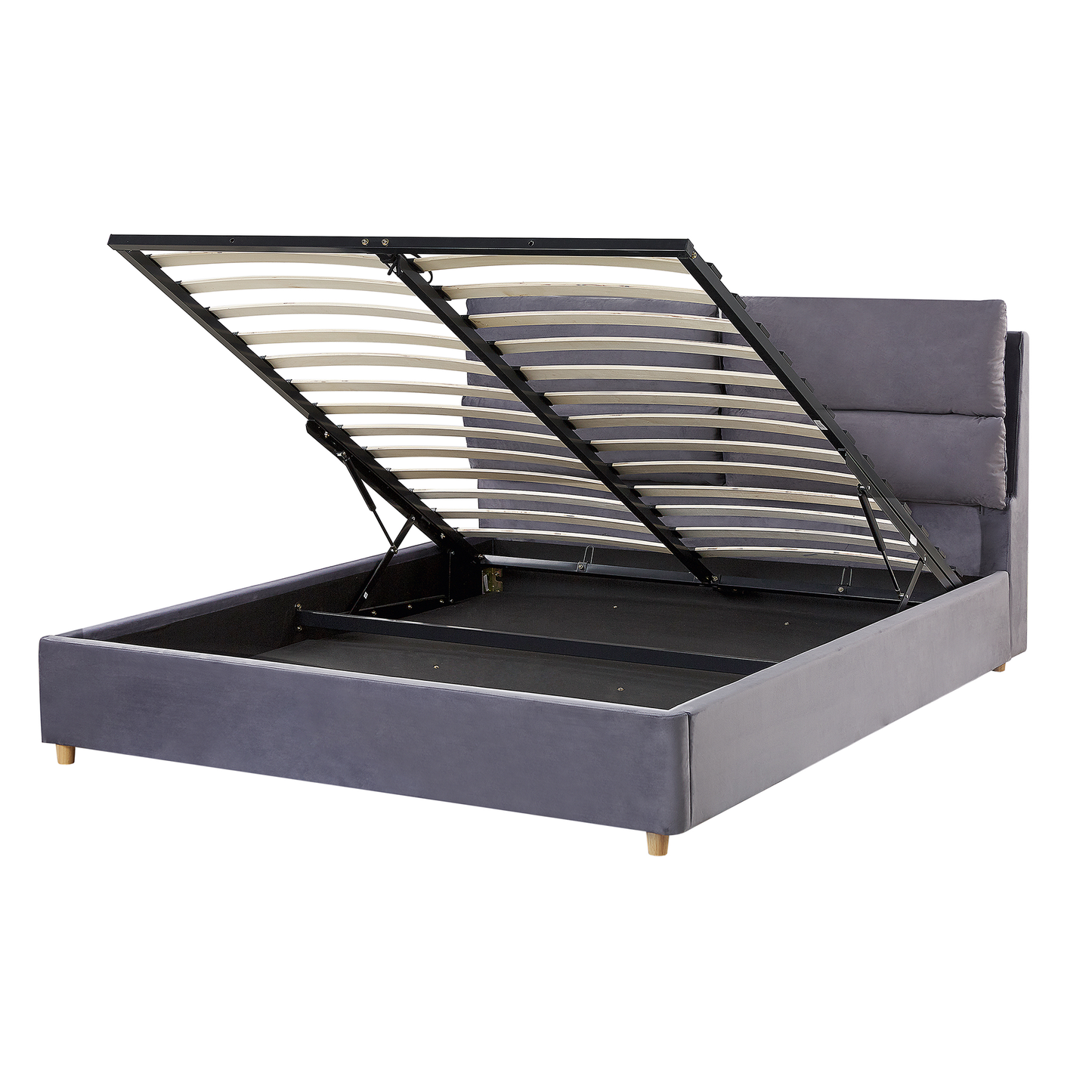 Bett mit Stauraum Samtstoff BATILLY 140 x 200 cm Grau