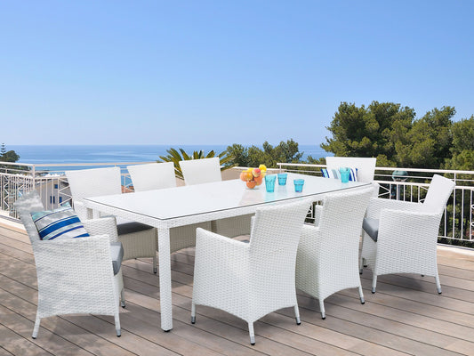 Set mit 2 Stühlen und Sitzkissen ITALY Polyrattan Weiss