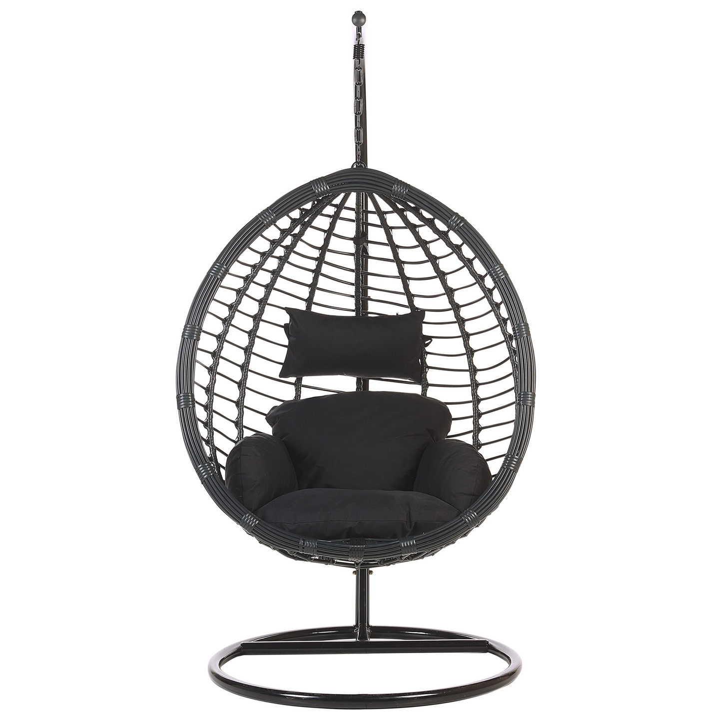 Hängesessel mit Gestell TOLLO Polyrattan Schwarz