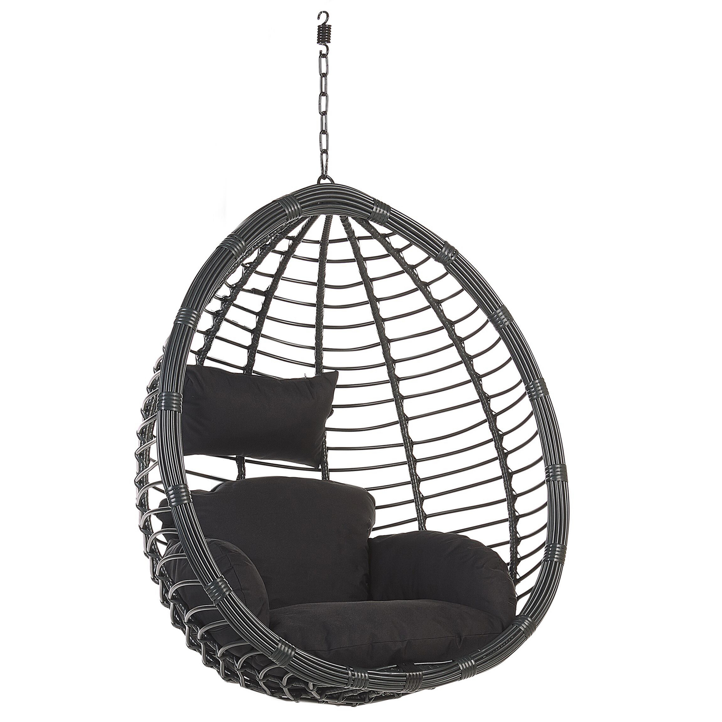 Hängesessel mit Gestell TOLLO Polyrattan Schwarz