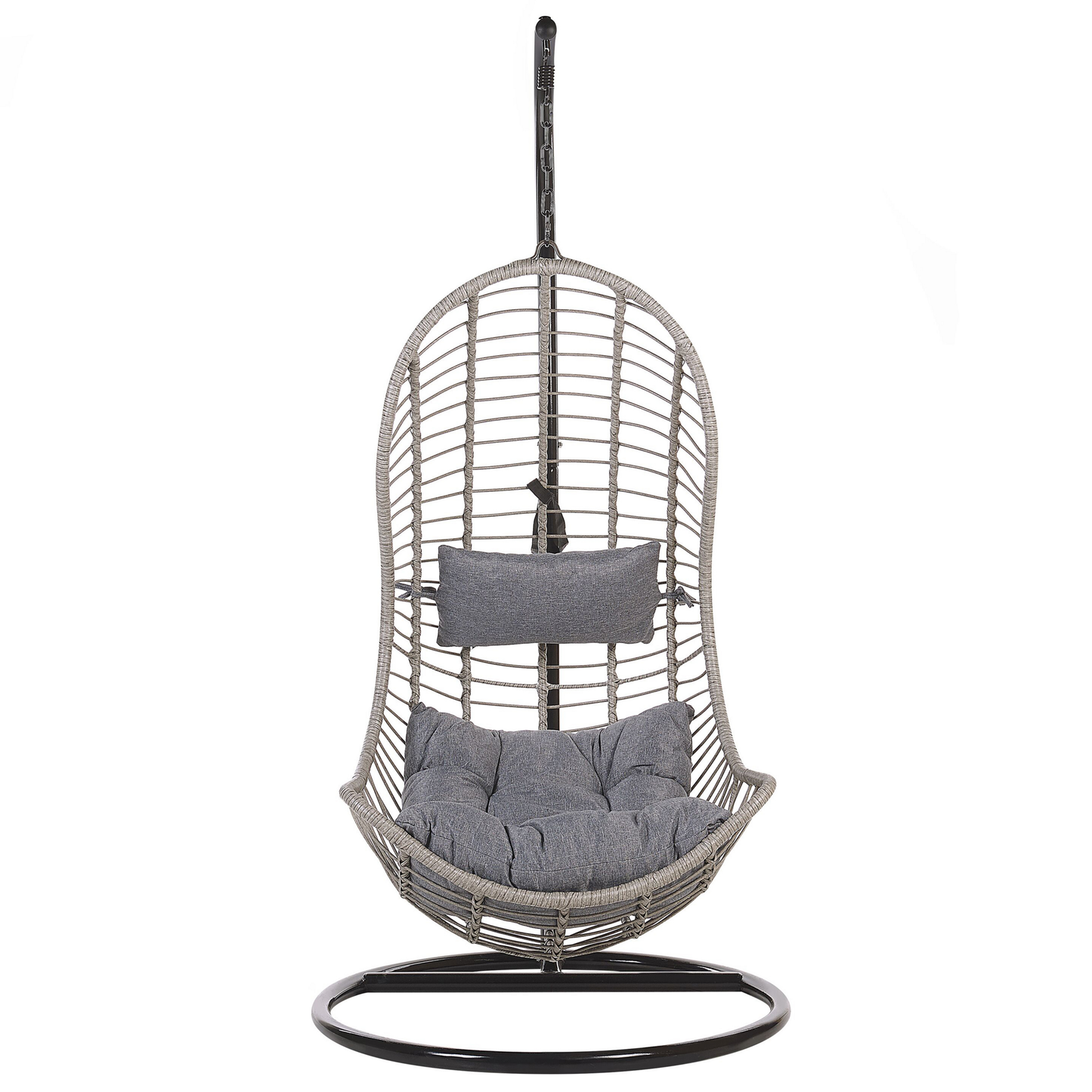 Hängesessel mit Gestell PINETO Polyrattan Grau